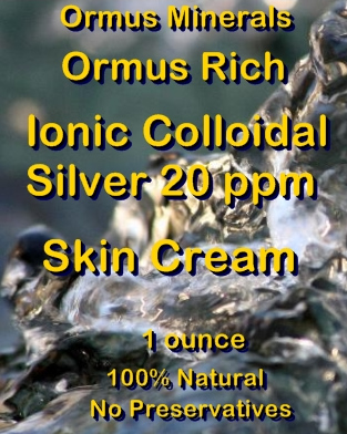 Ormus Minerals -Ormus Rich Ionic Colloidal Silver 20 ppm Skin Cream