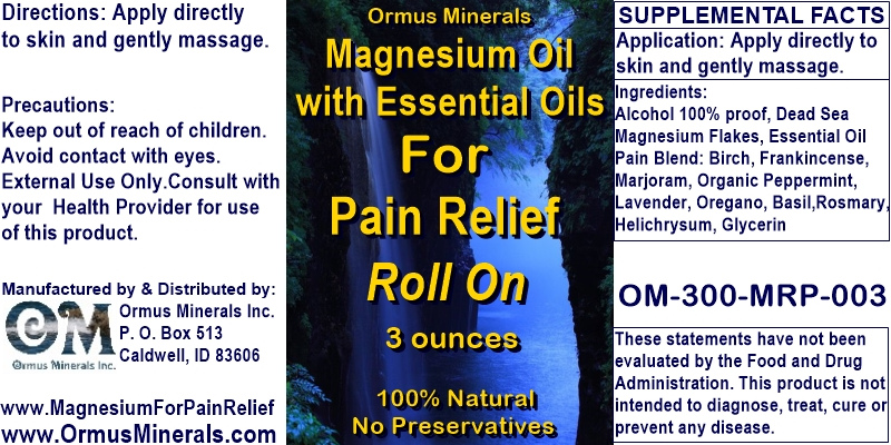 Ormus Minerals - Magnesium Oil with Essential Oil for Pain Relief 